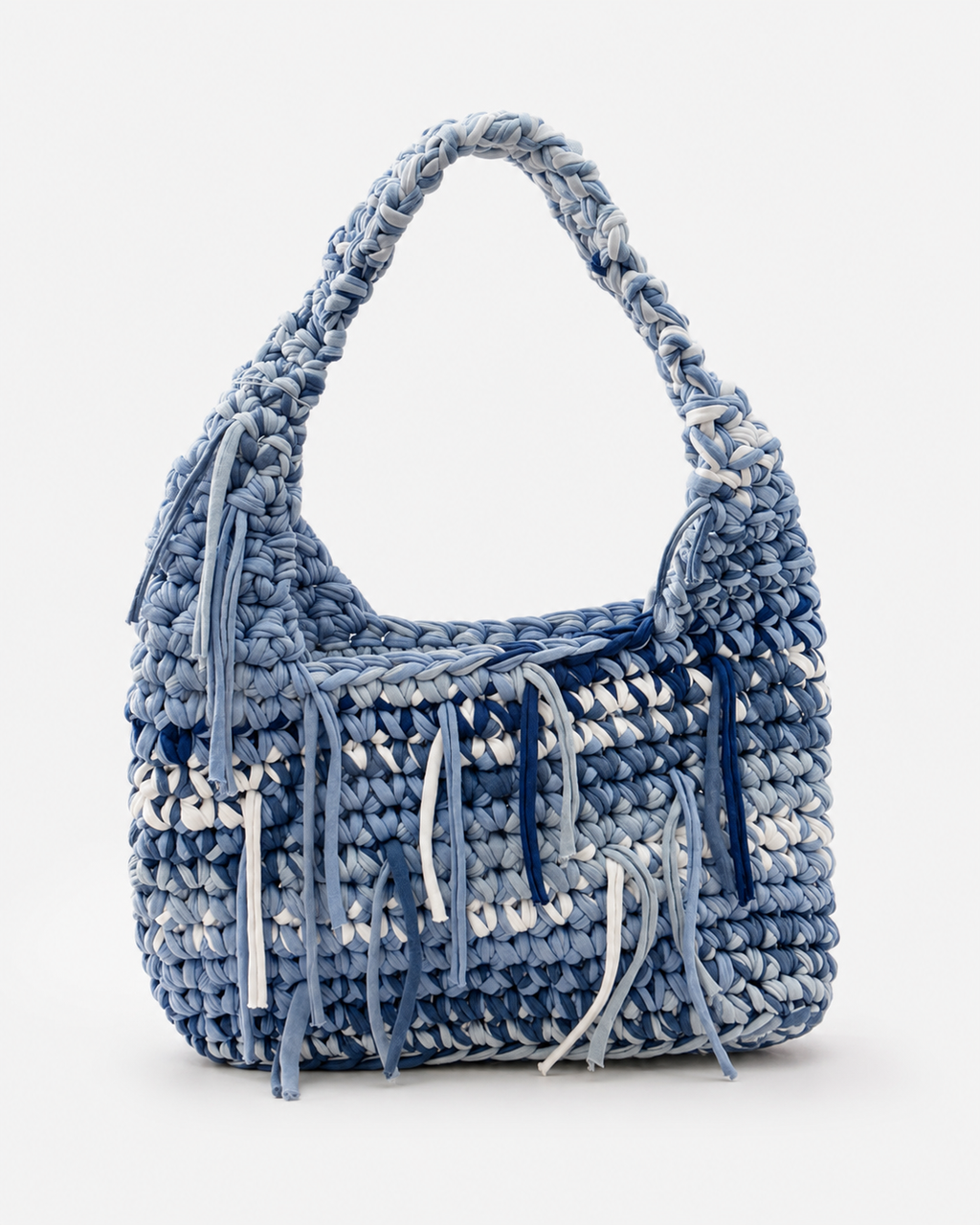 Häkeltasche Denim Fringe