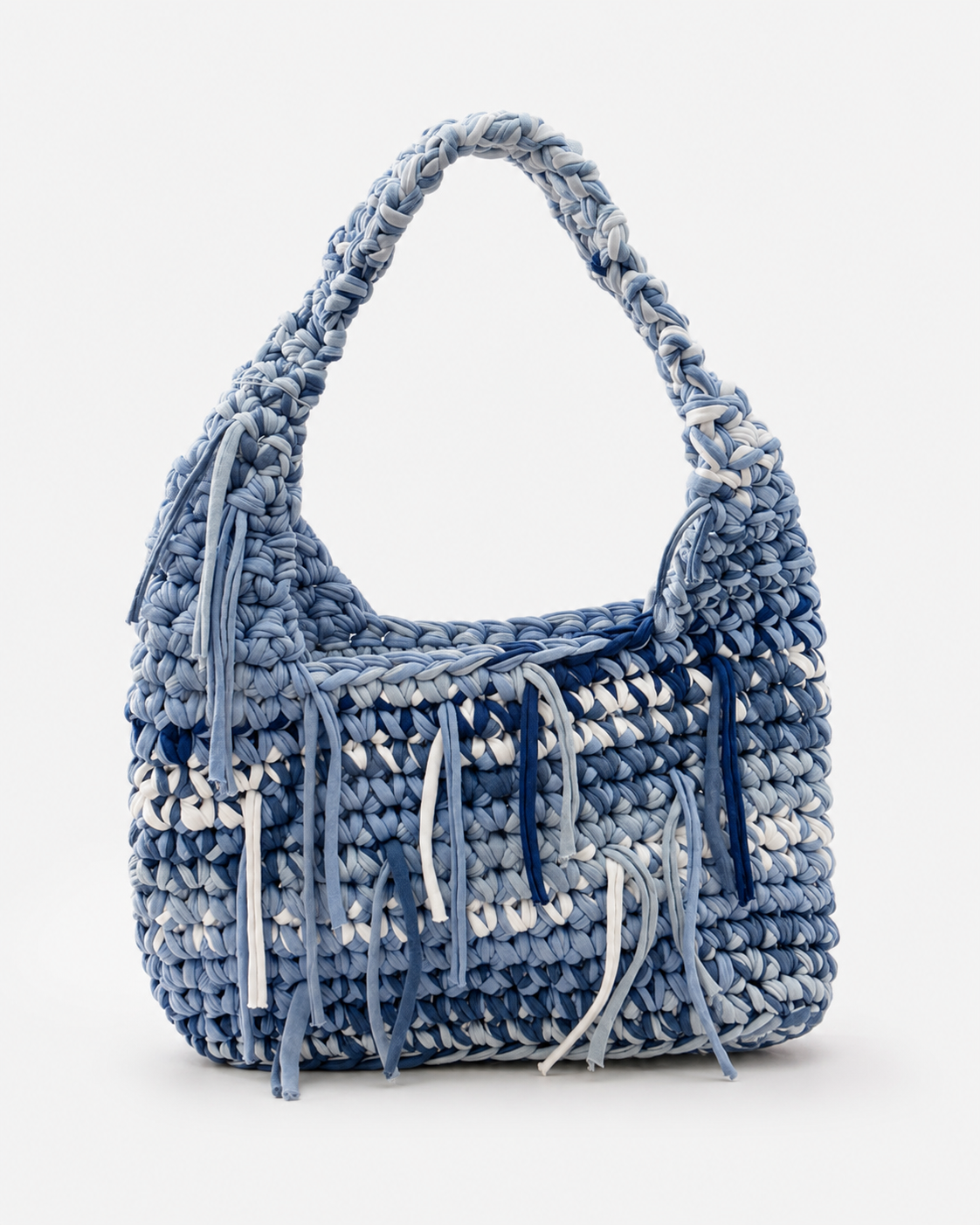Häkeltasche Denim Fringe
