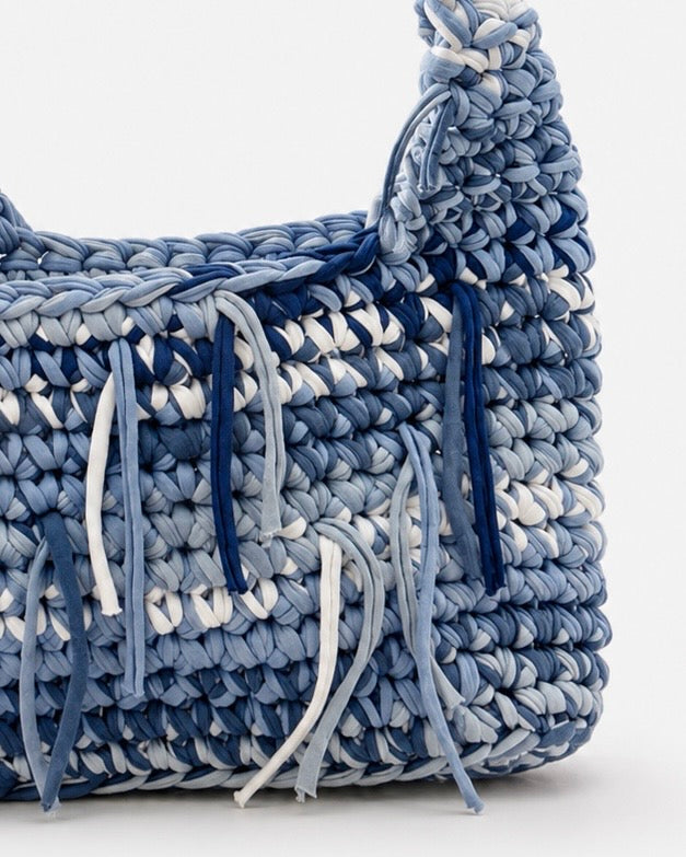 Häkeltasche Denim Fringe