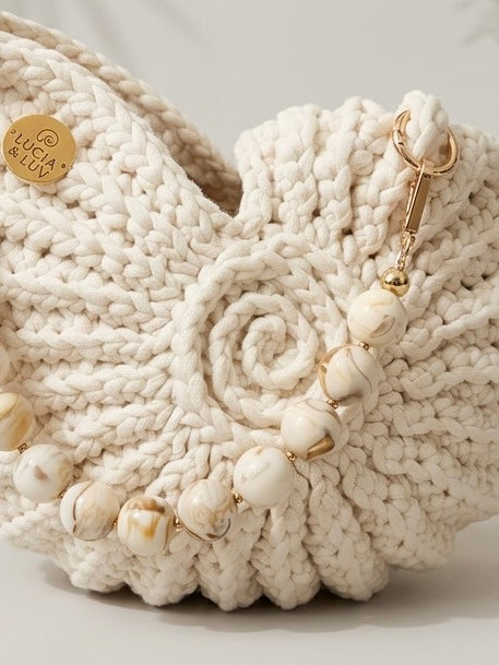 Muscheltasche Weiß Creme Gold