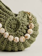 Muscheltasche Grün Gold Glitzer