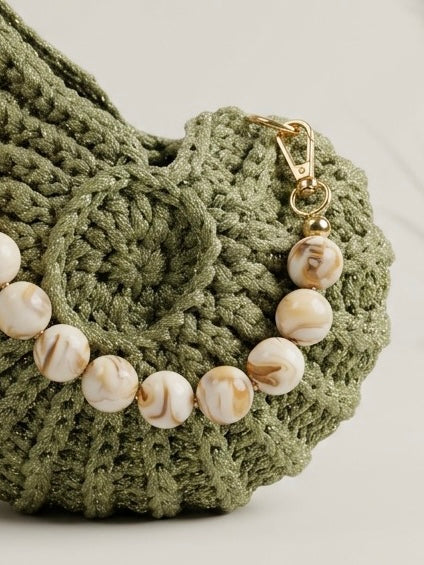 Muscheltasche Grün Gold Glitzer