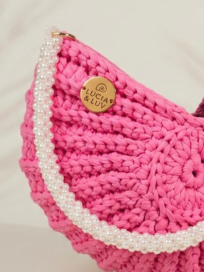 Muscheltasche Pink Weiß