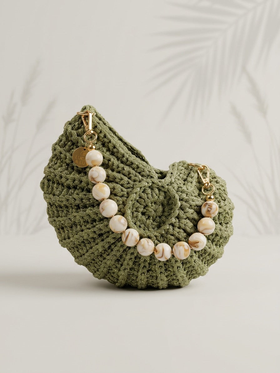 Muscheltasche Grün Gold Glitzer