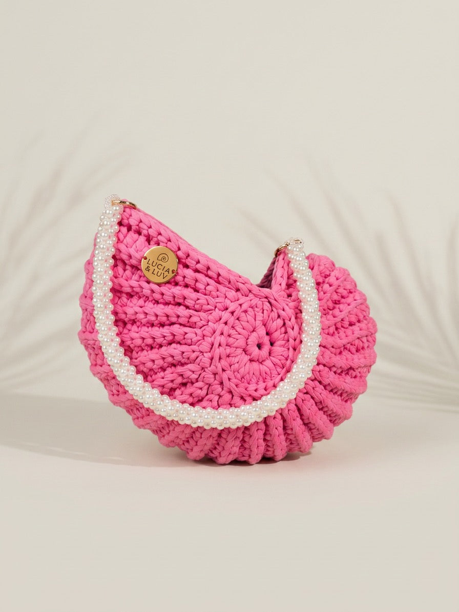 Muscheltasche Pink Weiß