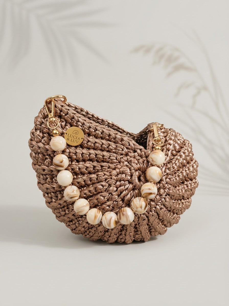 Muscheltasche Gold Beige